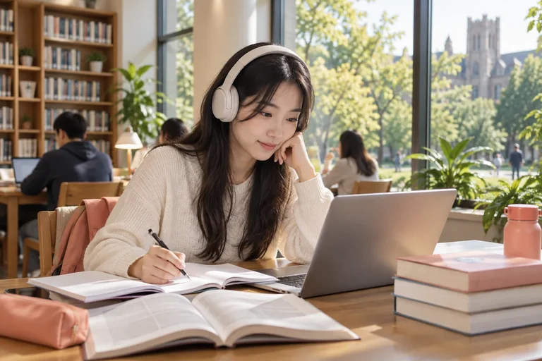 전화·화상 언어 학습을 설명하는 AI 학습 장면