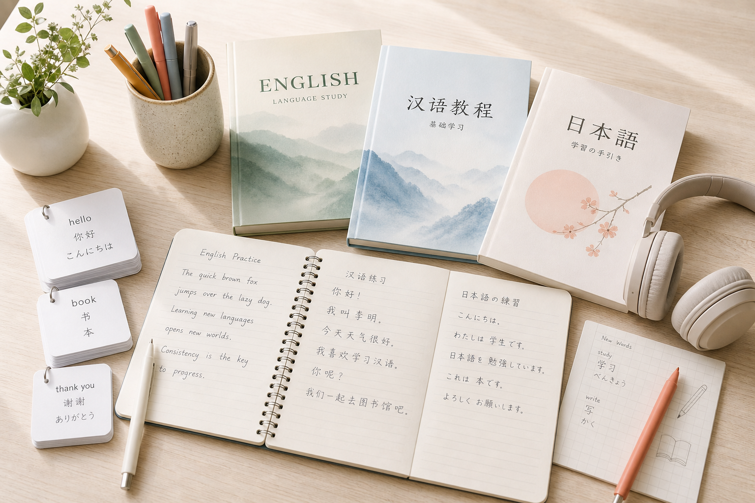 언어 학습 교재와 노트